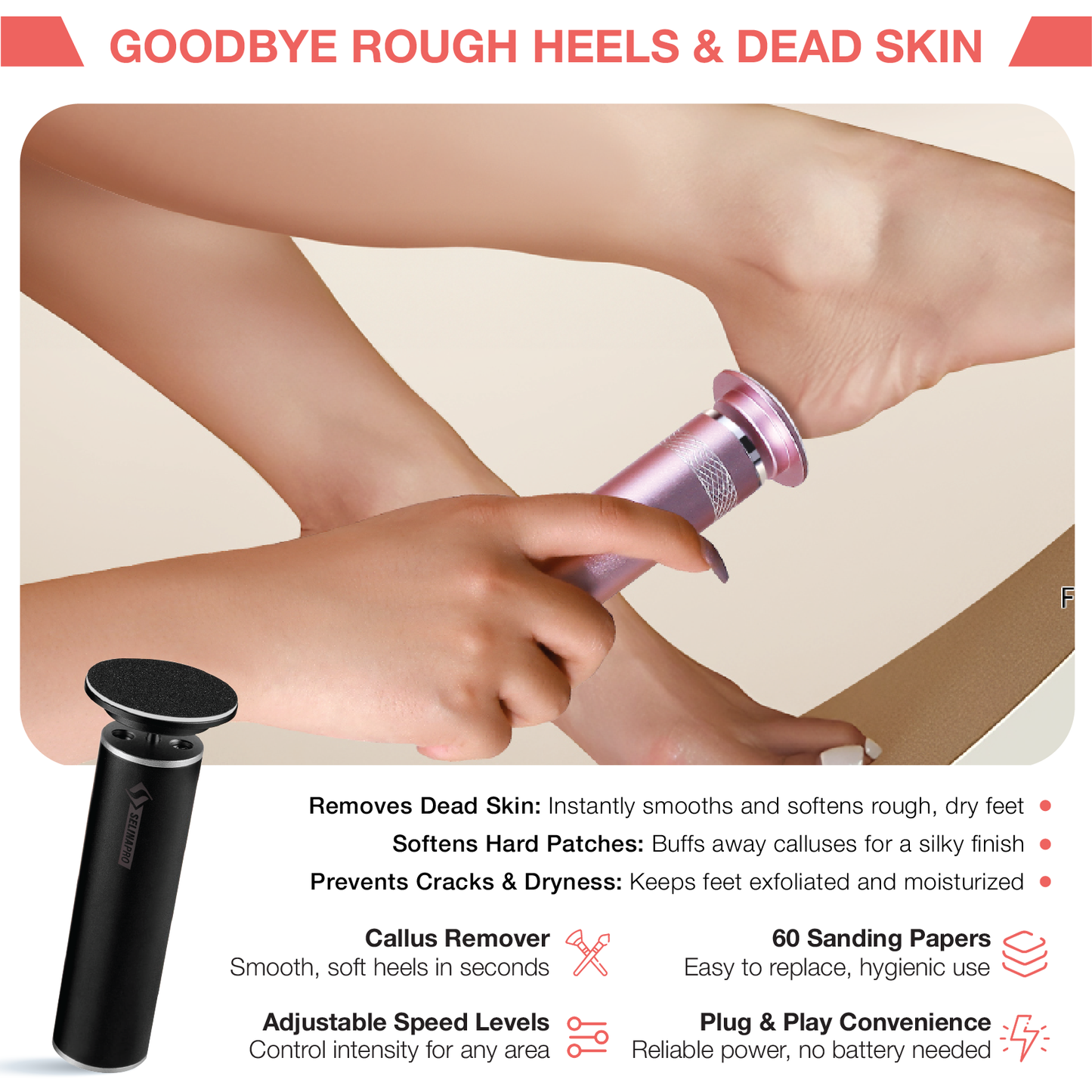 SelinaPro™ ProCare Elite Electric Foot Callus Remover